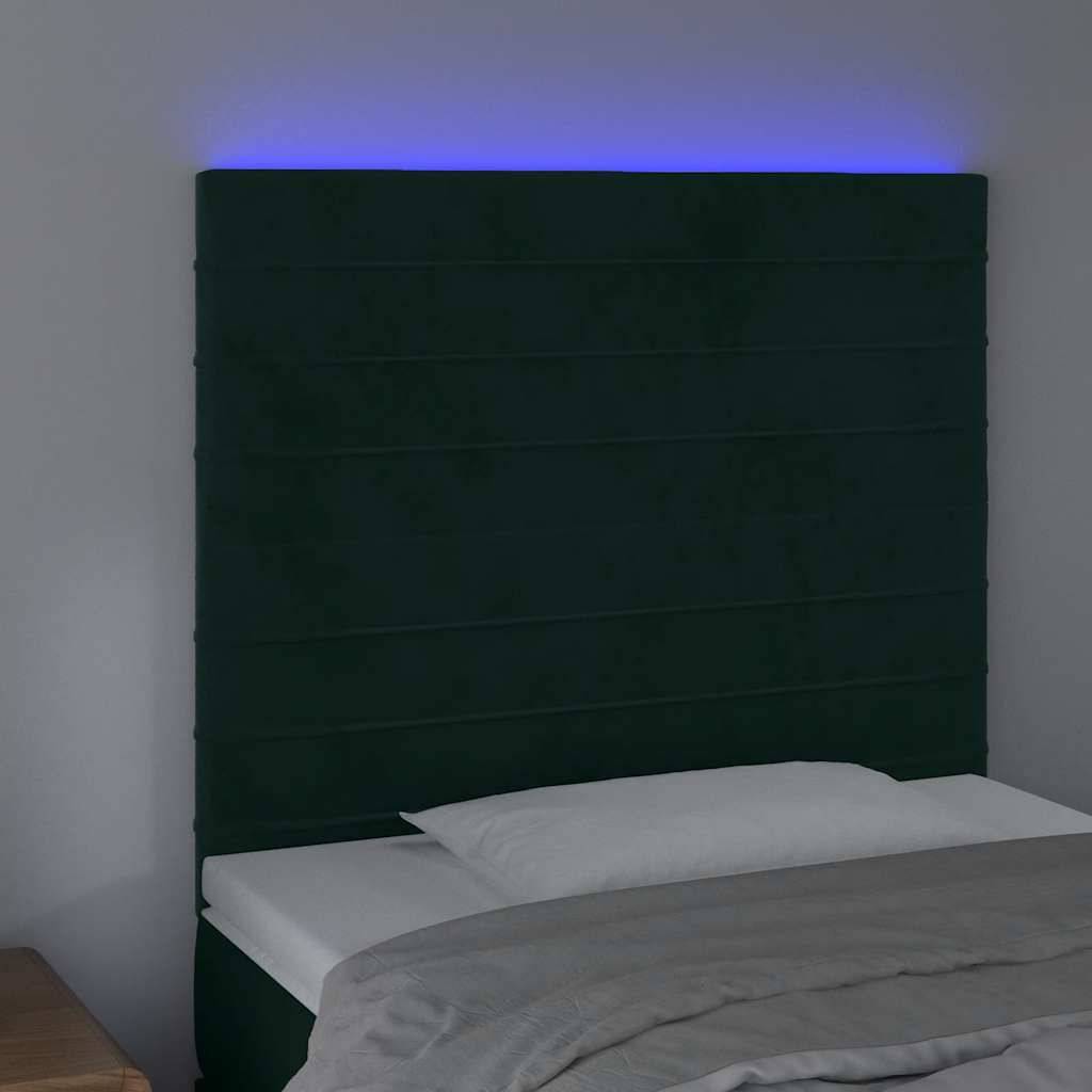 vidaXL LED Kopfteil Dunkelgrün 100x5x118/128 cm Samt
