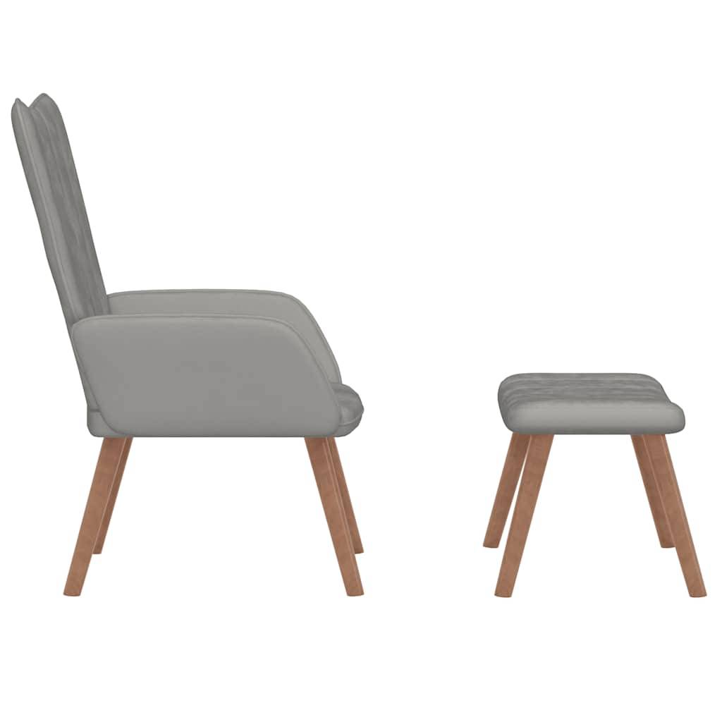 vidaXL Relaxsessel mit Hocker Hellgrau Samt