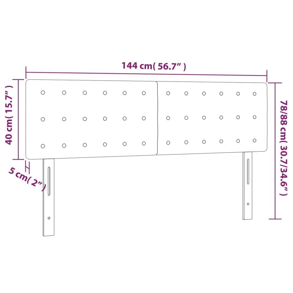 vidaXL LED Kopfteil Weiß 144x5x78/88 cm Kunstleder
