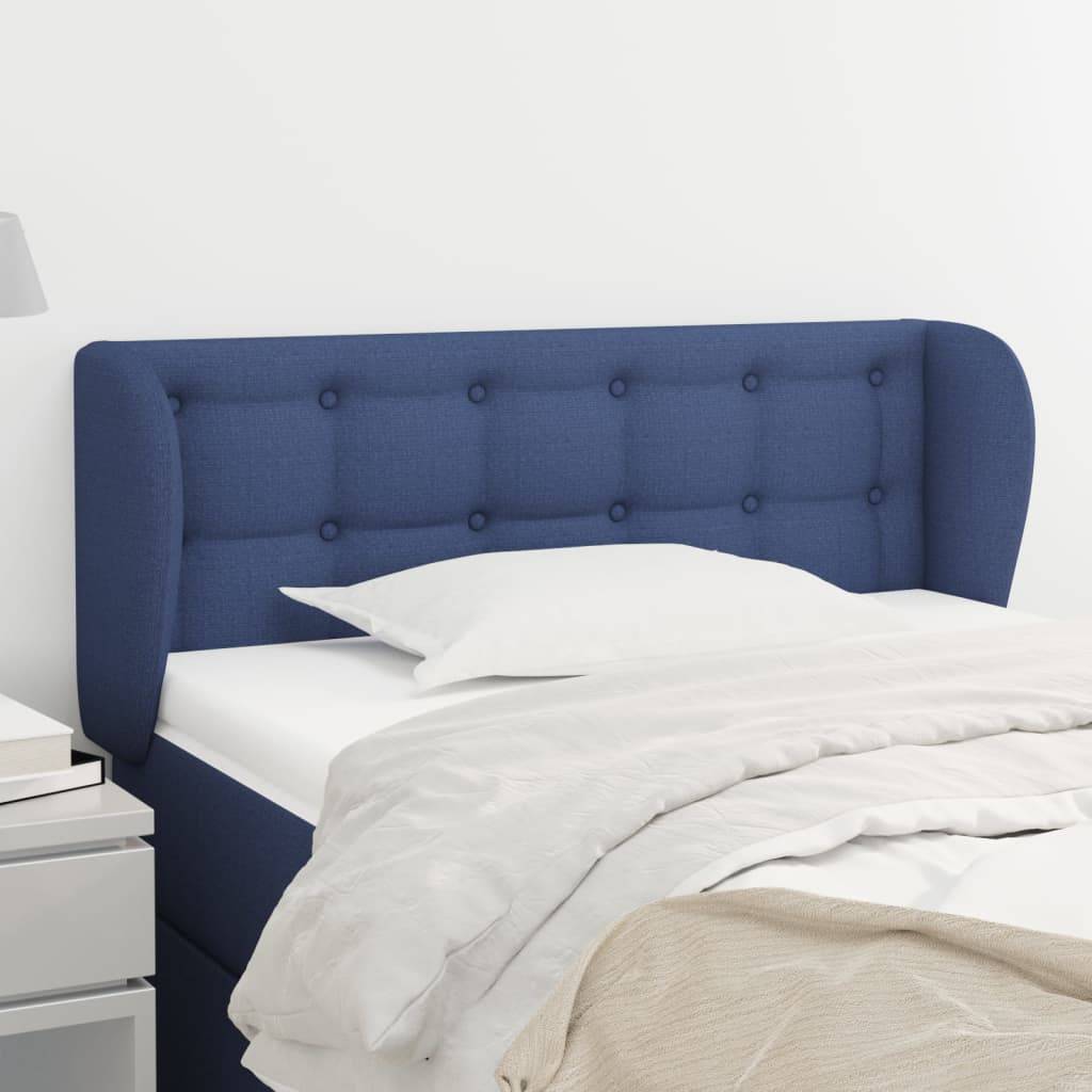 vidaXL Kopfteil mit Ohren Blau 93x23x78/88 cm Stoff