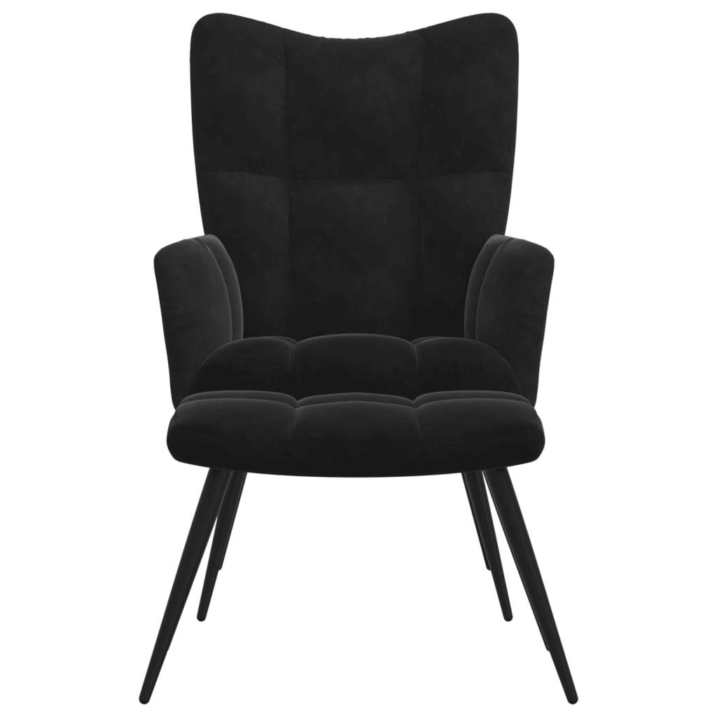 vidaXL Relaxsessel mit Hocker Schwarz Samt