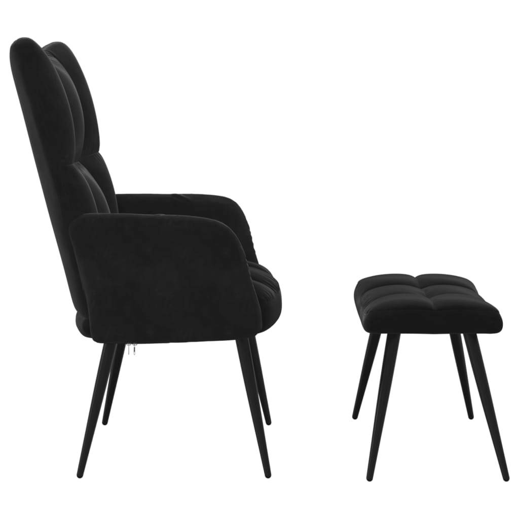 vidaXL Relaxsessel mit Hocker Schwarz Samt