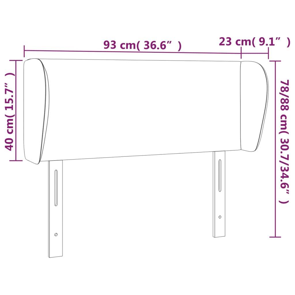 vidaXL Kopfteil mit Ohren Schwarz 93x23x78/88 cm Samt