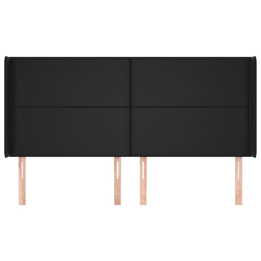 vidaXL Kopfteil mit Ohren Schwarz 203x16x118/128 cm Kunstleder