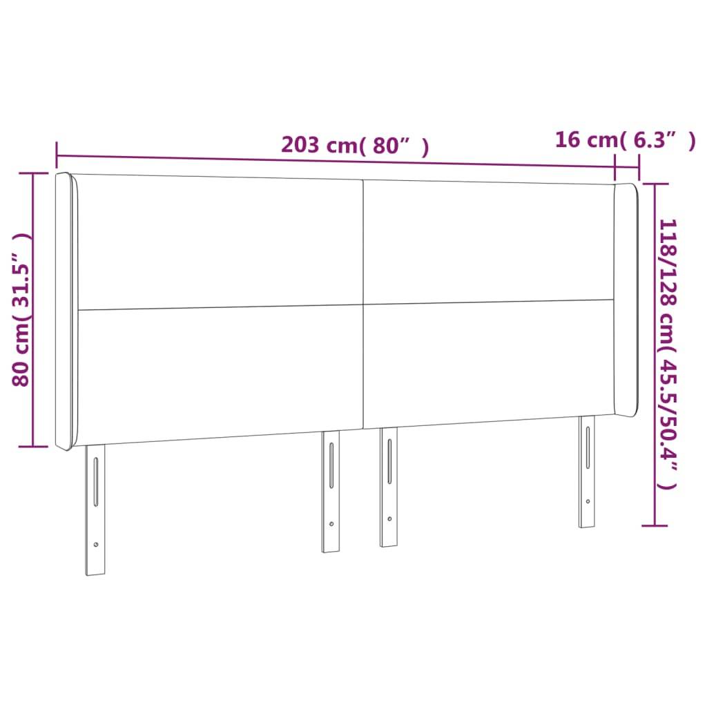 vidaXL Kopfteil mit Ohren Schwarz 203x16x118/128 cm Kunstleder