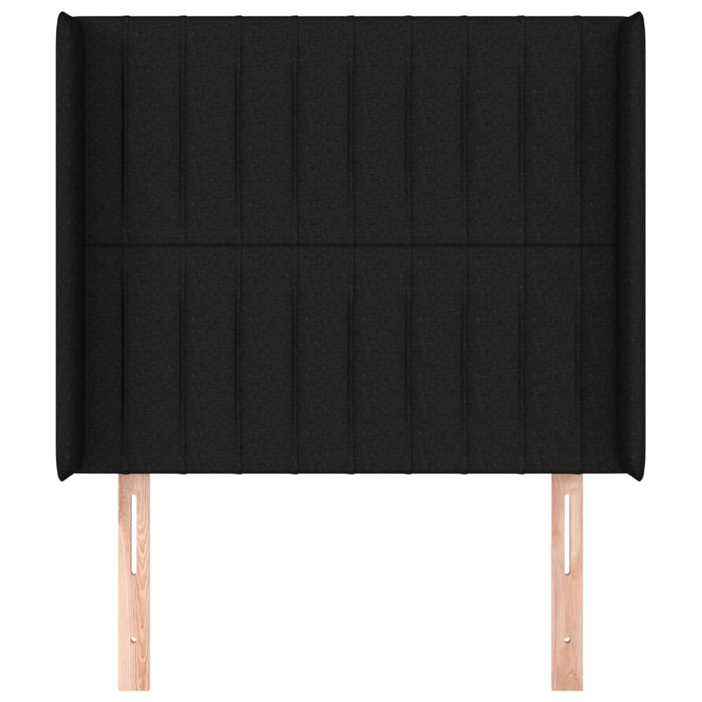 vidaXL Kopfteil mit Ohren Schwarz 83x16x118/128 cm Stoff