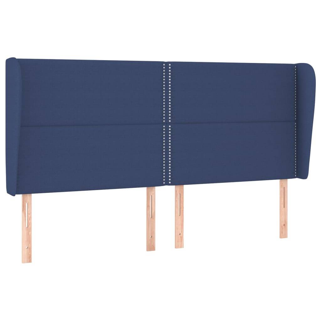 vidaXL Kopfteil mit Ohren Blau 203x23x118/128 cm Stoff
