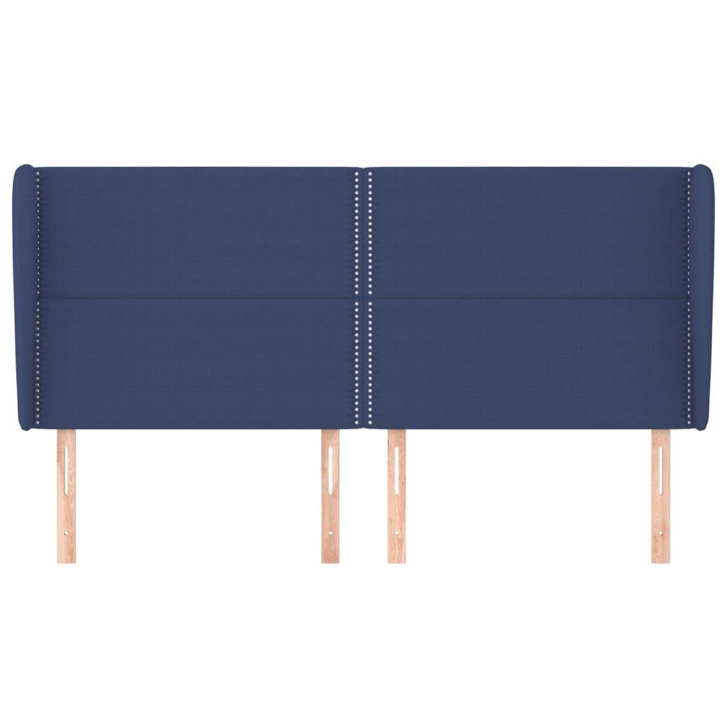 vidaXL Kopfteil mit Ohren Blau 203x23x118/128 cm Stoff