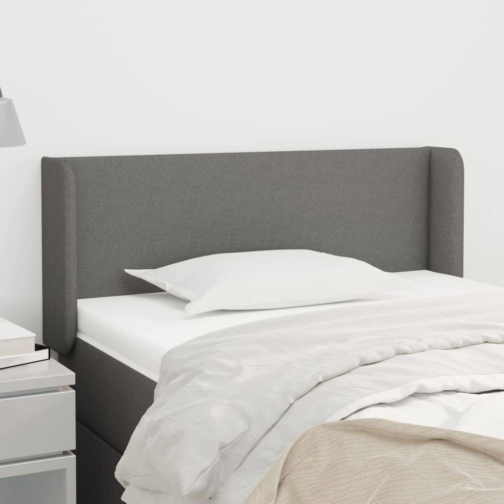 vidaXL Kopfteil mit Ohren Dunkelgrau 93x16x78/88 cm Stoff