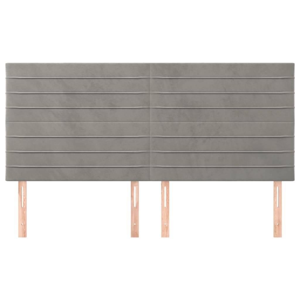 vidaXL Kopfteile 4 Stk. Hellgrau 80x5x78/88 cm Samt