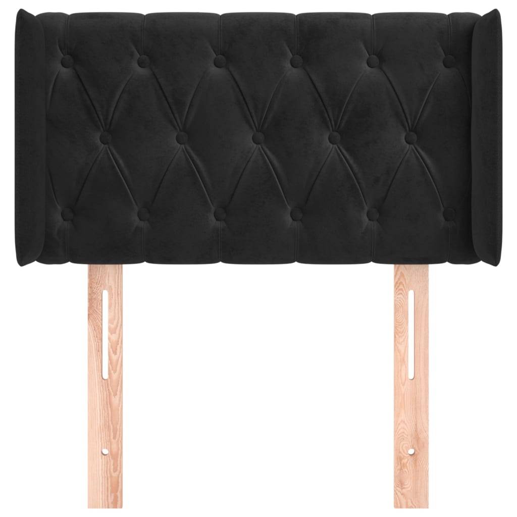 vidaXL Kopfteil mit Ohren Schwarz 83x16x78/88 cm Samt
