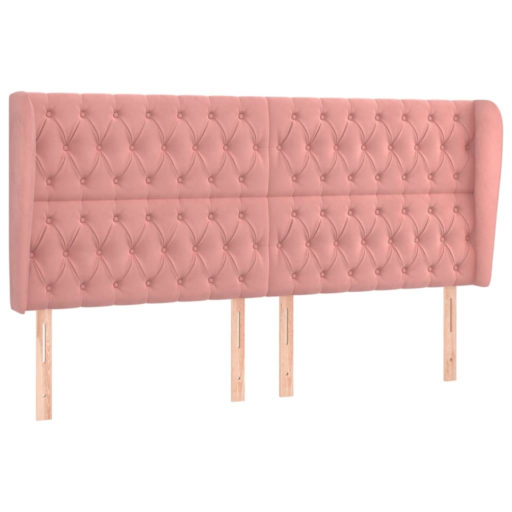 vidaXL Kopfteil mit Ohren Rosa 203x23x118/128 cm Samt