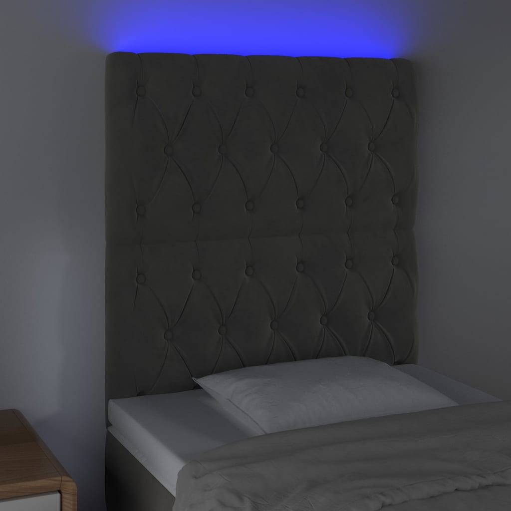 vidaXL LED Kopfteil Dunkelgrau 80x7x118/128 cm Samt