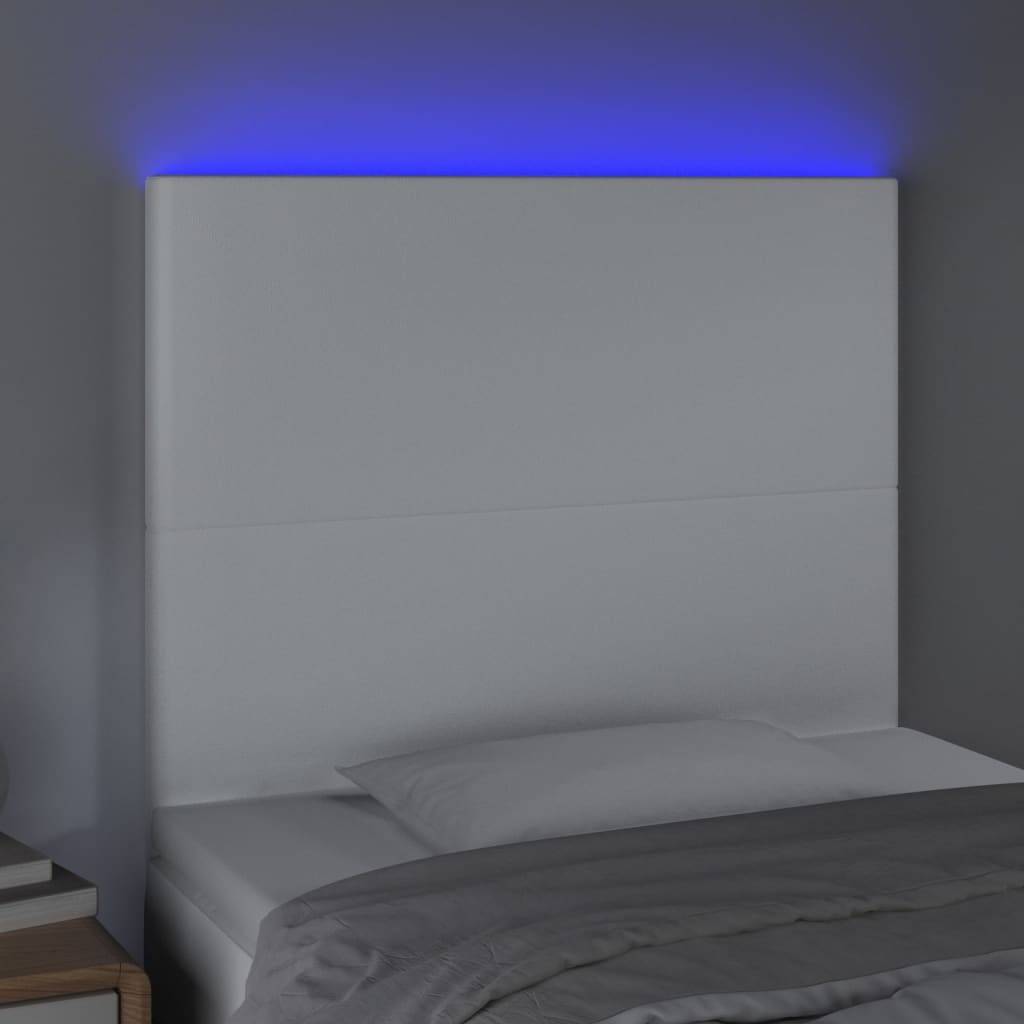 vidaXL LED Kopfteil Weiß 80x5x118/128 cm Kunstleder