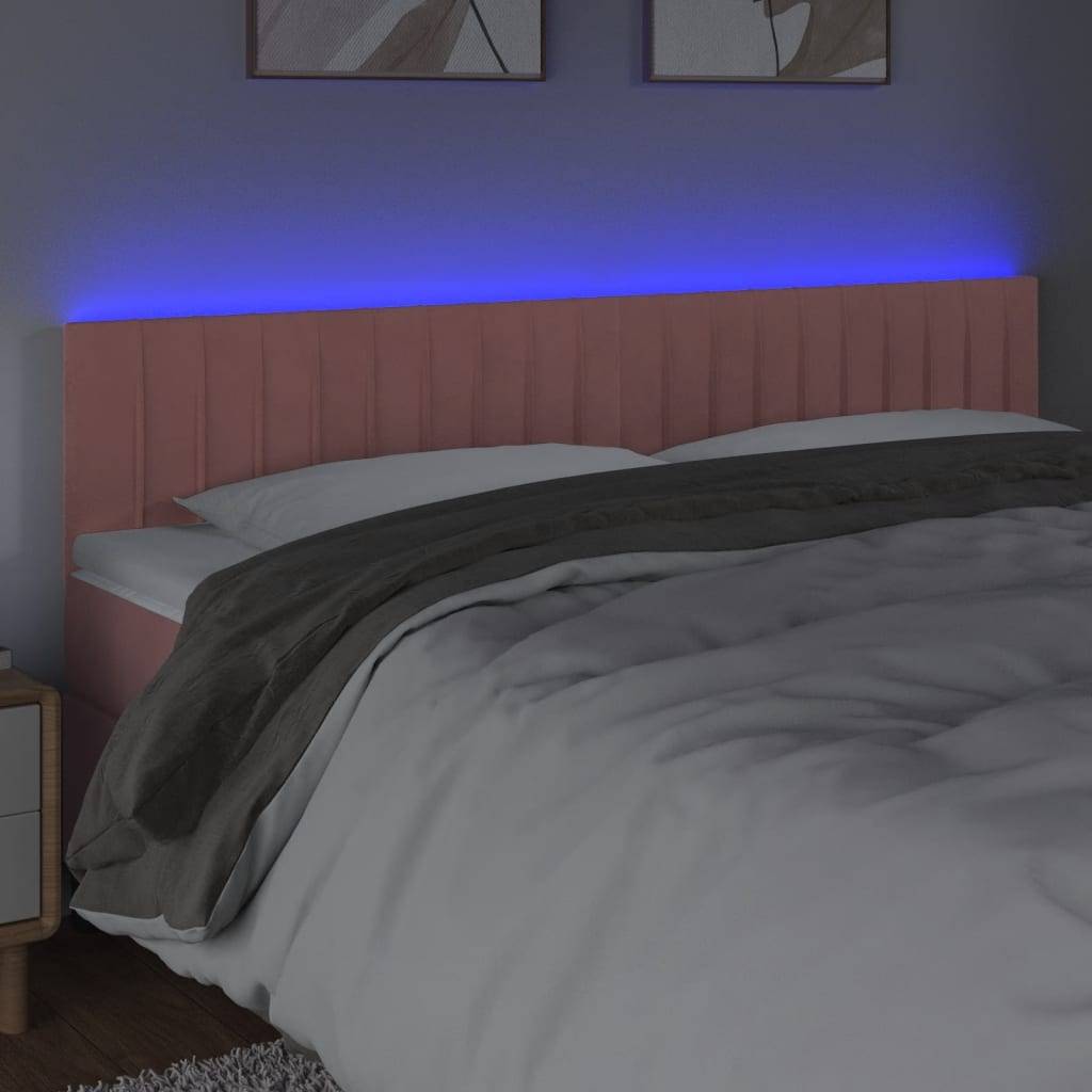 vidaXL LED Kopfteil Rosa 160x5x78/88 cm Samt