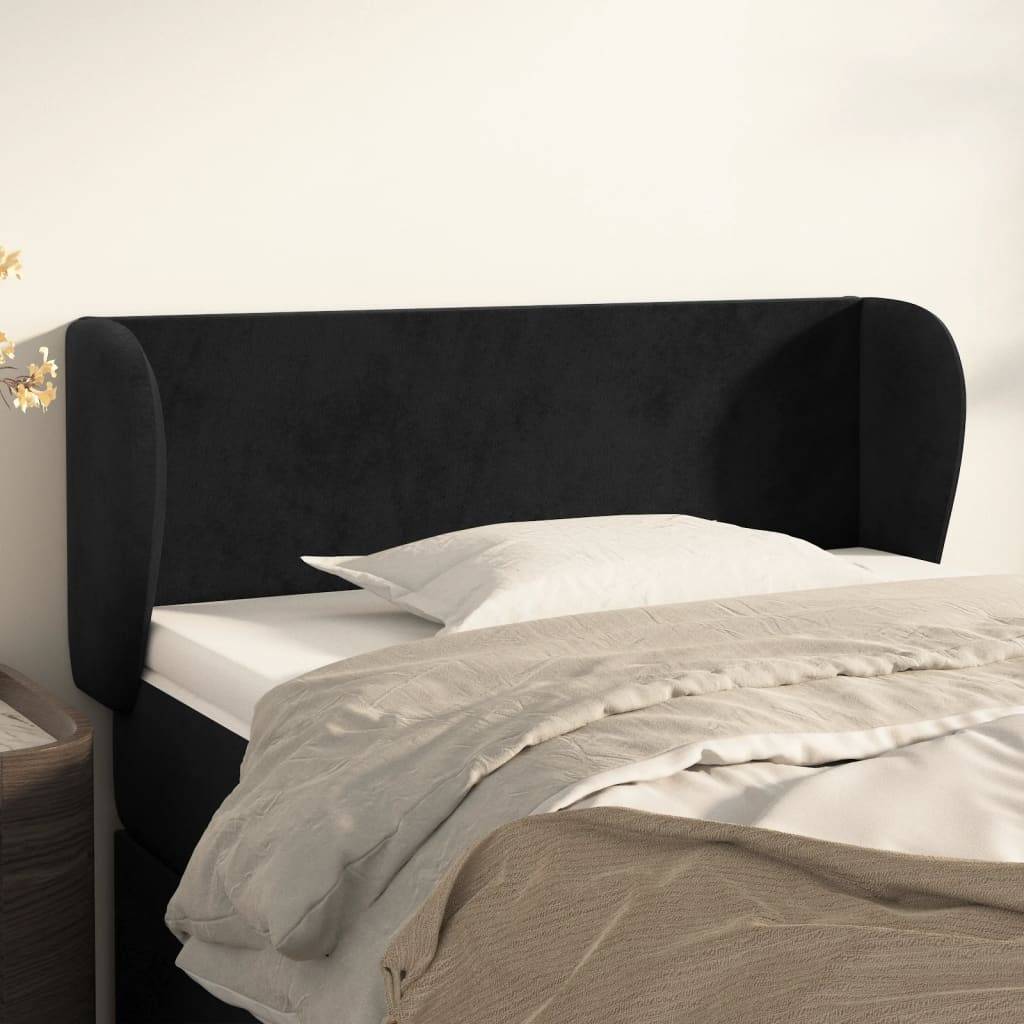 vidaXL Kopfteil mit Ohren Schwarz 83x23x78/88 cm Samt