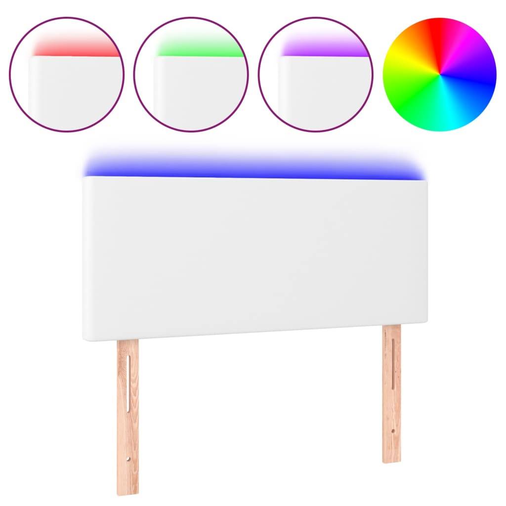 vidaXL LED Kopfteil Weiß 100x5x78/88 cm Kunstleder