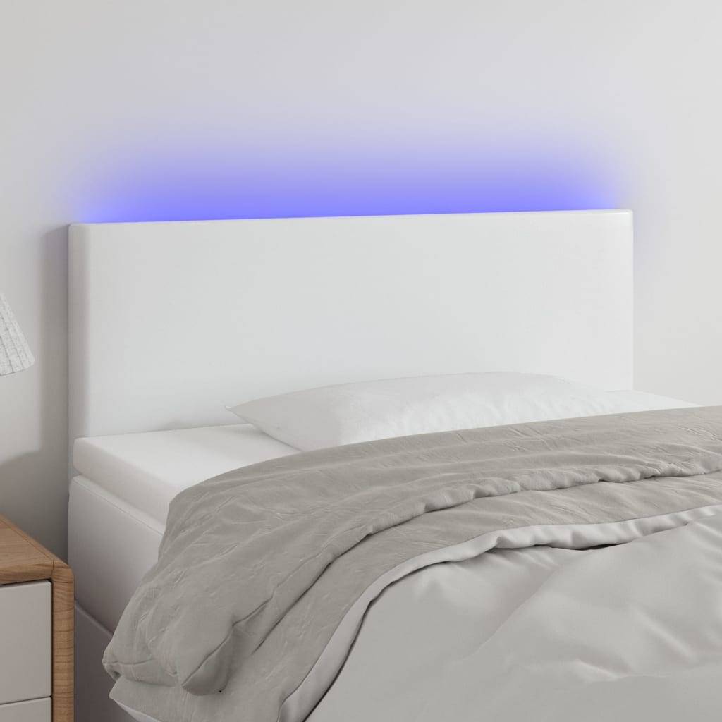 vidaXL LED Kopfteil Weiß 100x5x78/88 cm Kunstleder