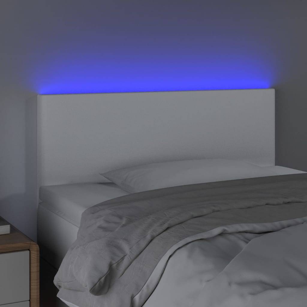 vidaXL LED Kopfteil Weiß 100x5x78/88 cm Kunstleder