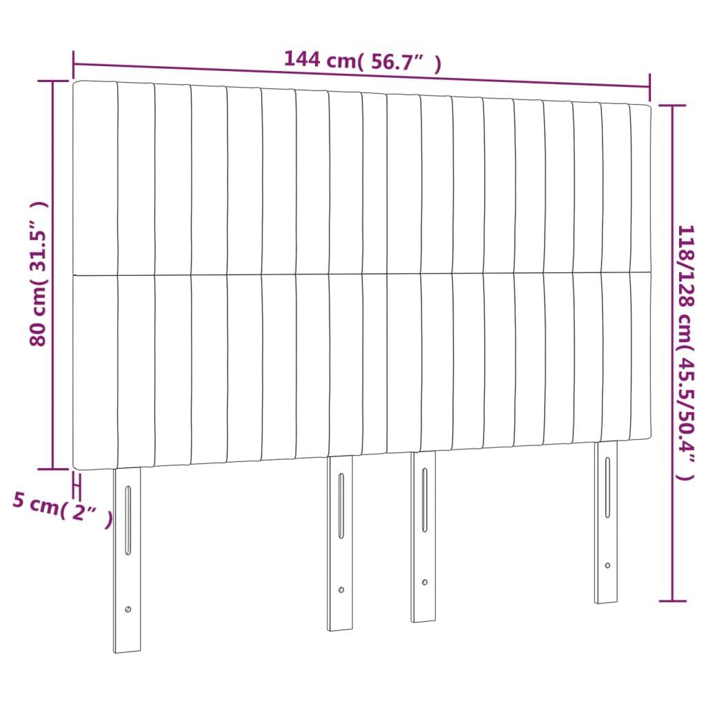 vidaXL LED Kopfteil Dunkelgrau 144x5x118/128 cm Samt