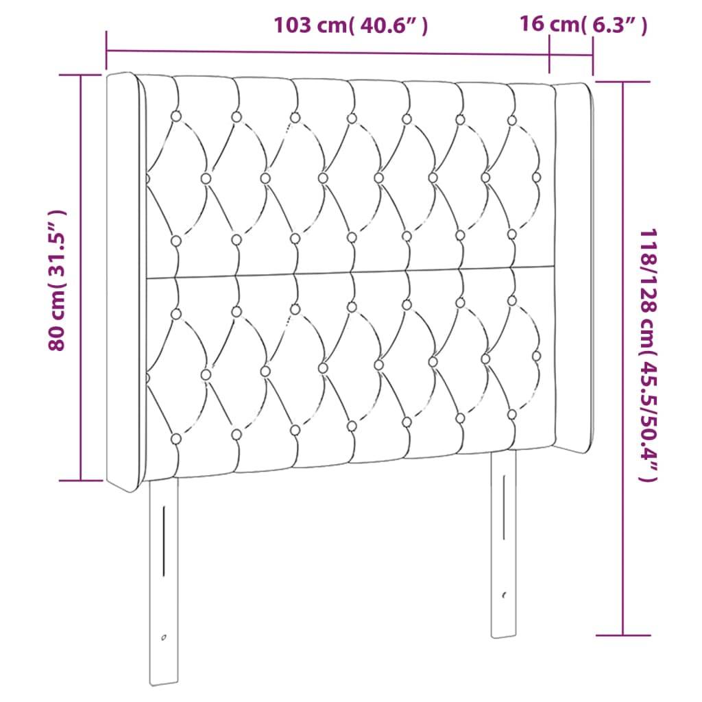 vidaXL LED Kopfteil Creme 103x16x118/128 cm Stoff