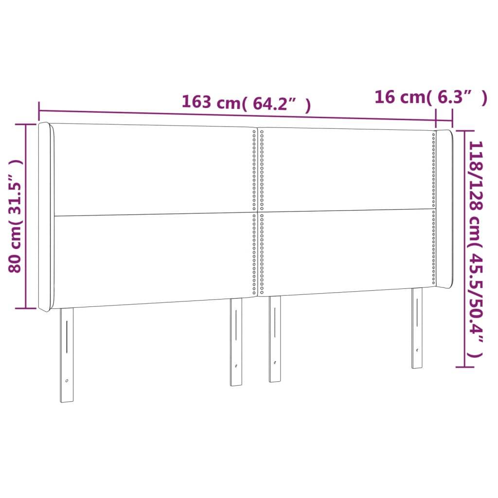 vidaXL LED Kopfteil Dunkelgrau 163x16x118/128 cm Samt