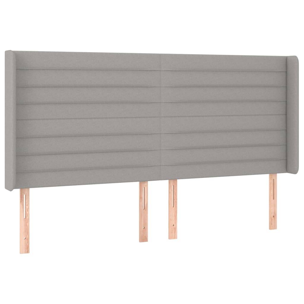 vidaXL LED Kopfteil Hellgrau 163x16x118/128 cm Stoff