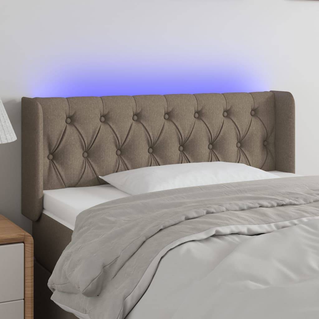 vidaXL LED Kopfteil Taupe 93x16x78/88 cm Stoff