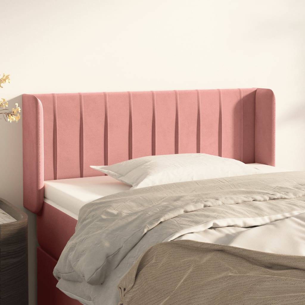 vidaXL Kopfteil mit Ohren Rosa 93x16x78/88 cm Samt