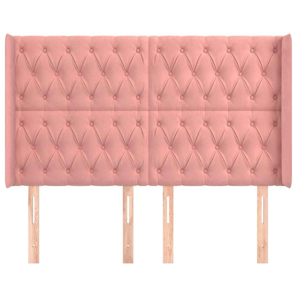 vidaXL Kopfteil mit Ohren Rosa 163x16x118/128 cm Samt