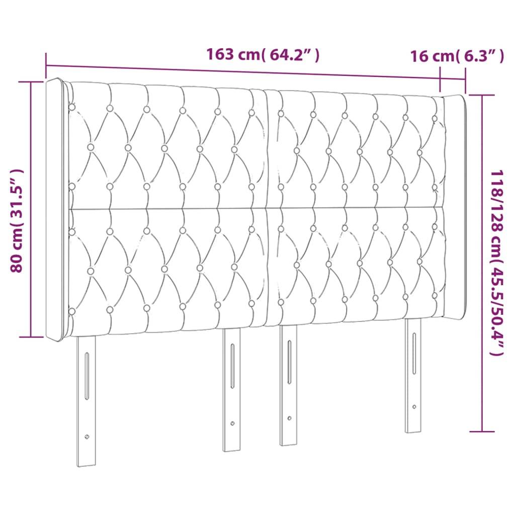 vidaXL Kopfteil mit Ohren Rosa 163x16x118/128 cm Samt