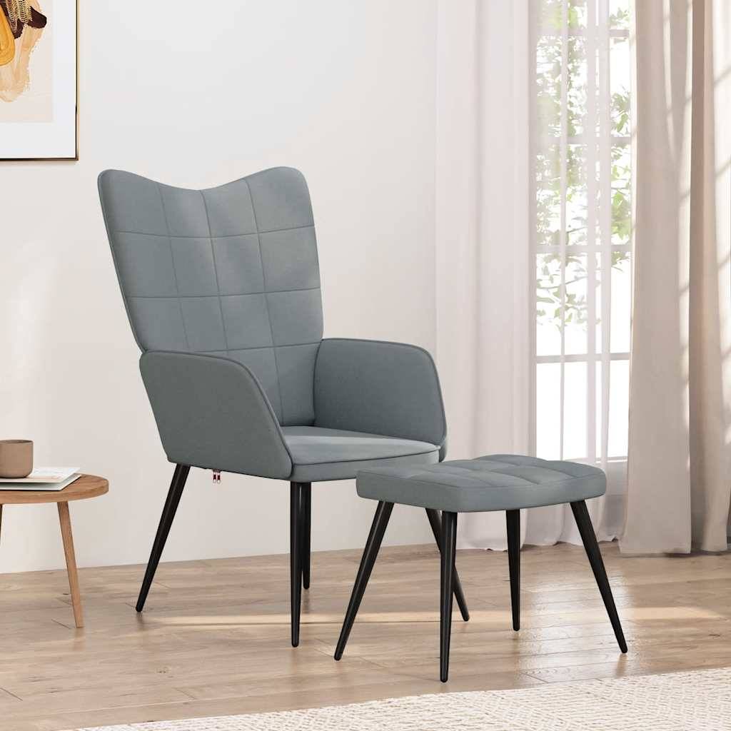 vidaXL Relaxsessel mit Hocker Hellgrau Stoff