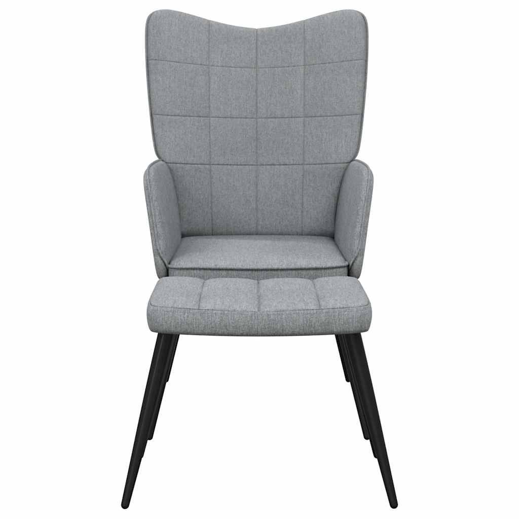 vidaXL Relaxsessel mit Hocker Hellgrau Stoff