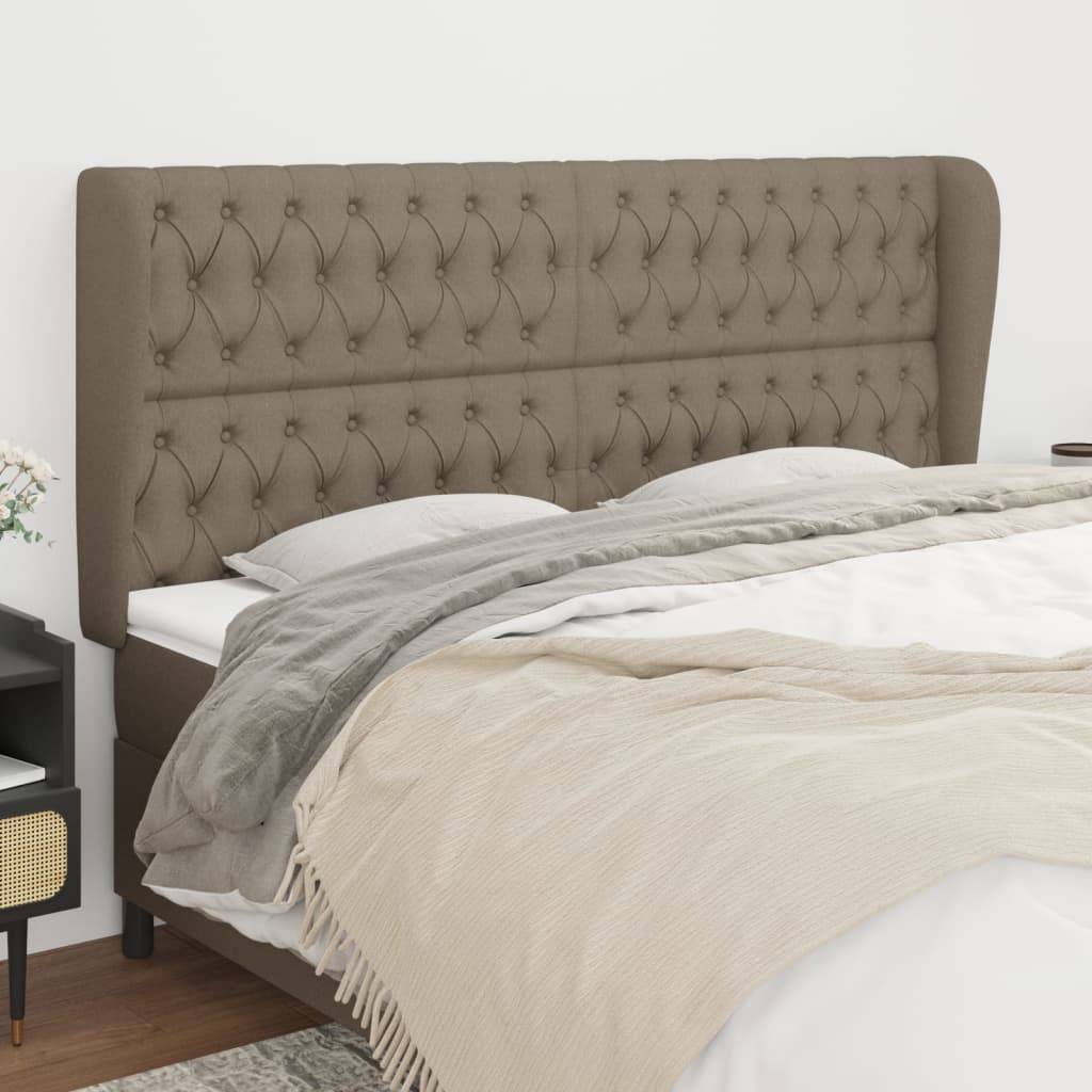 vidaXL Kopfteil mit Ohren Taupe 203x23x118/128 cm Stoff