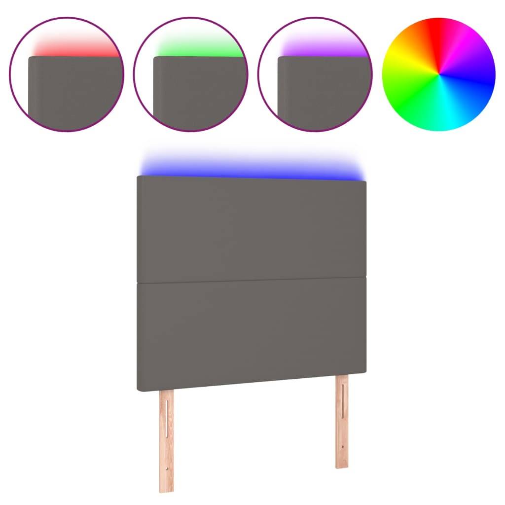 vidaXL LED Kopfteil Grau 80x5x118/128 cm Kunstleder