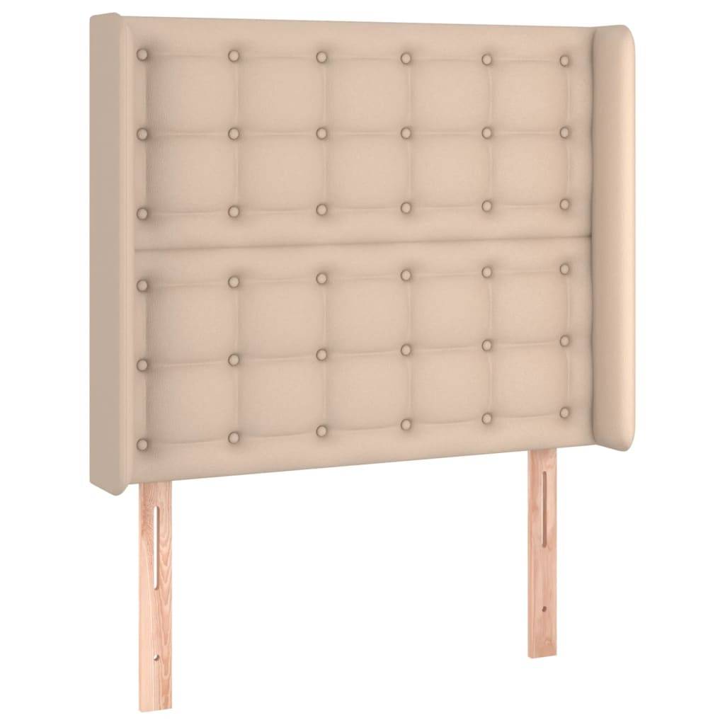 vidaXL Kopfteil mit Ohren Cappuccino-Braun 103x16x118/128cm Kunstleder
