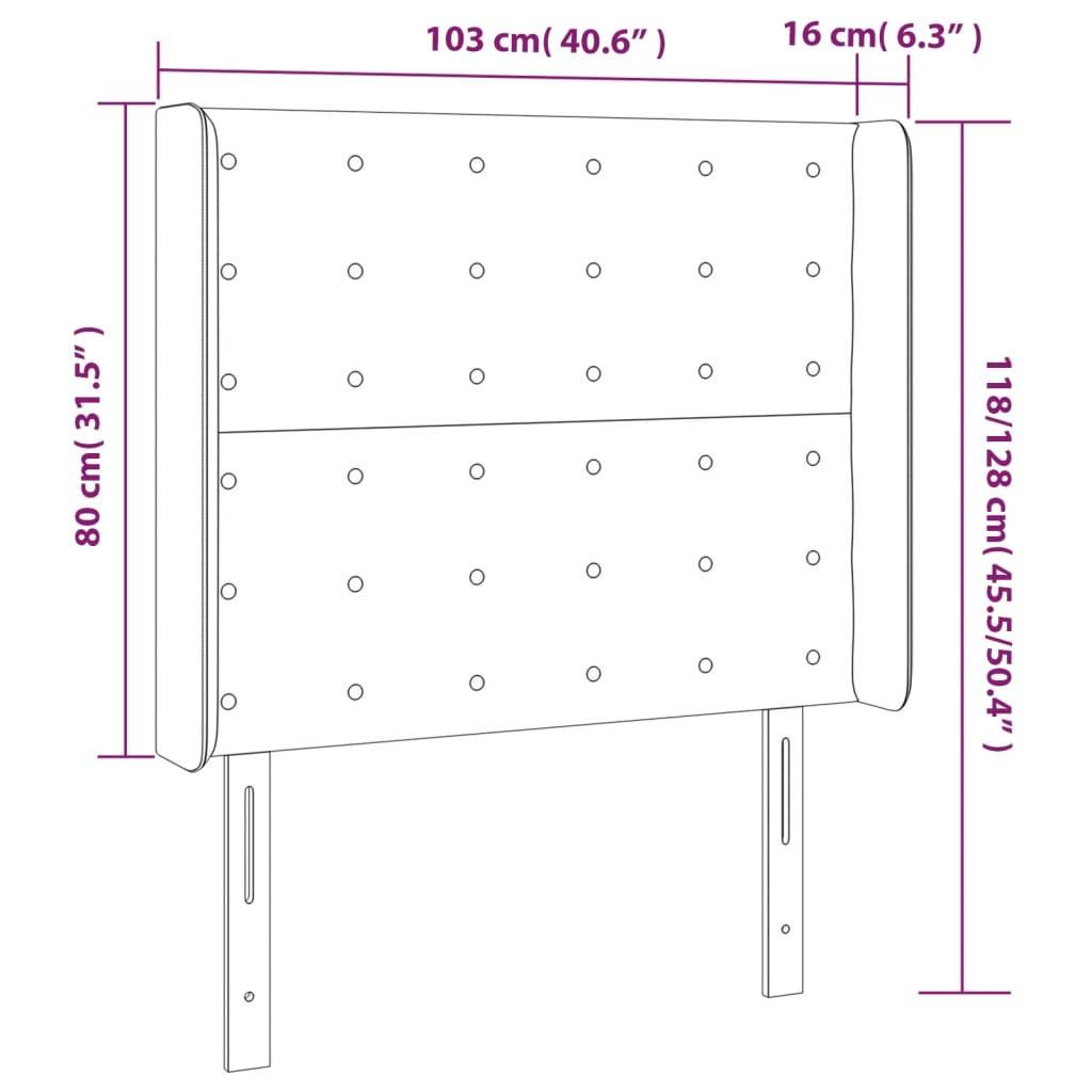 vidaXL Kopfteil mit Ohren Cappuccino-Braun 103x16x118/128cm Kunstleder