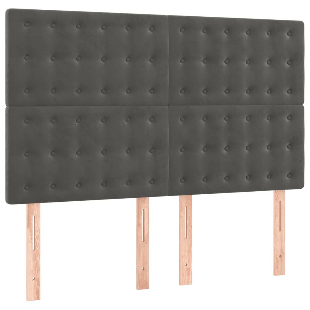 vidaXL Kopfteile 4 Stk. Dunkelgrau 72x5x78/88 cm Samt