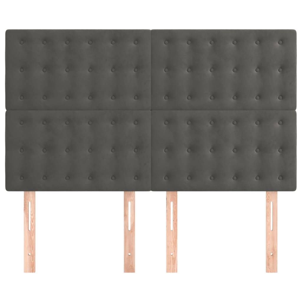 vidaXL Kopfteile 4 Stk. Dunkelgrau 72x5x78/88 cm Samt