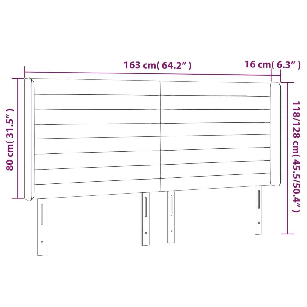 vidaXL LED Kopfteil Taupe 163x16x118/128 cm Stoff