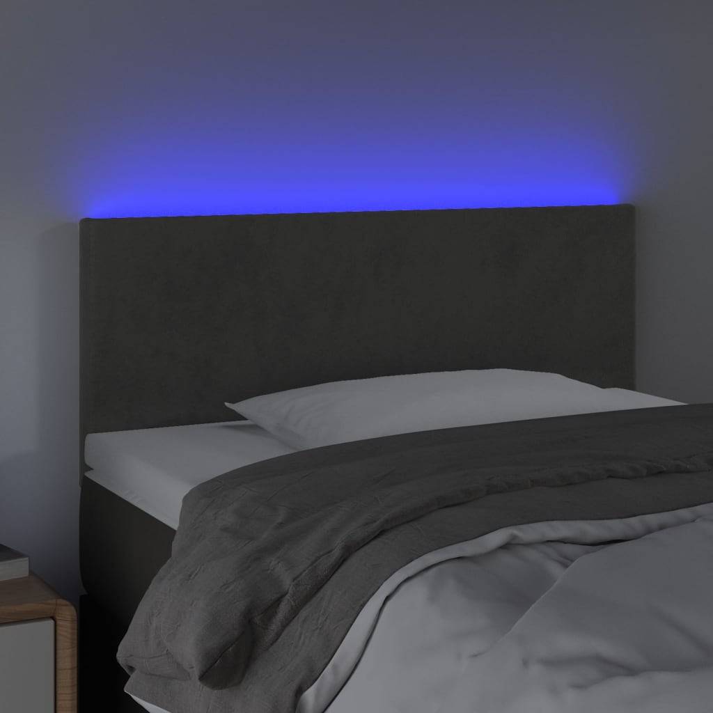 vidaXL LED Kopfteil Dunkelgrau 80x5x78/88 cm Samt