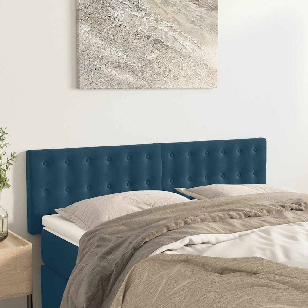 vidaXL Kopfteile 2 Stk. Dunkelblau 72x5x78/88 cm Samt