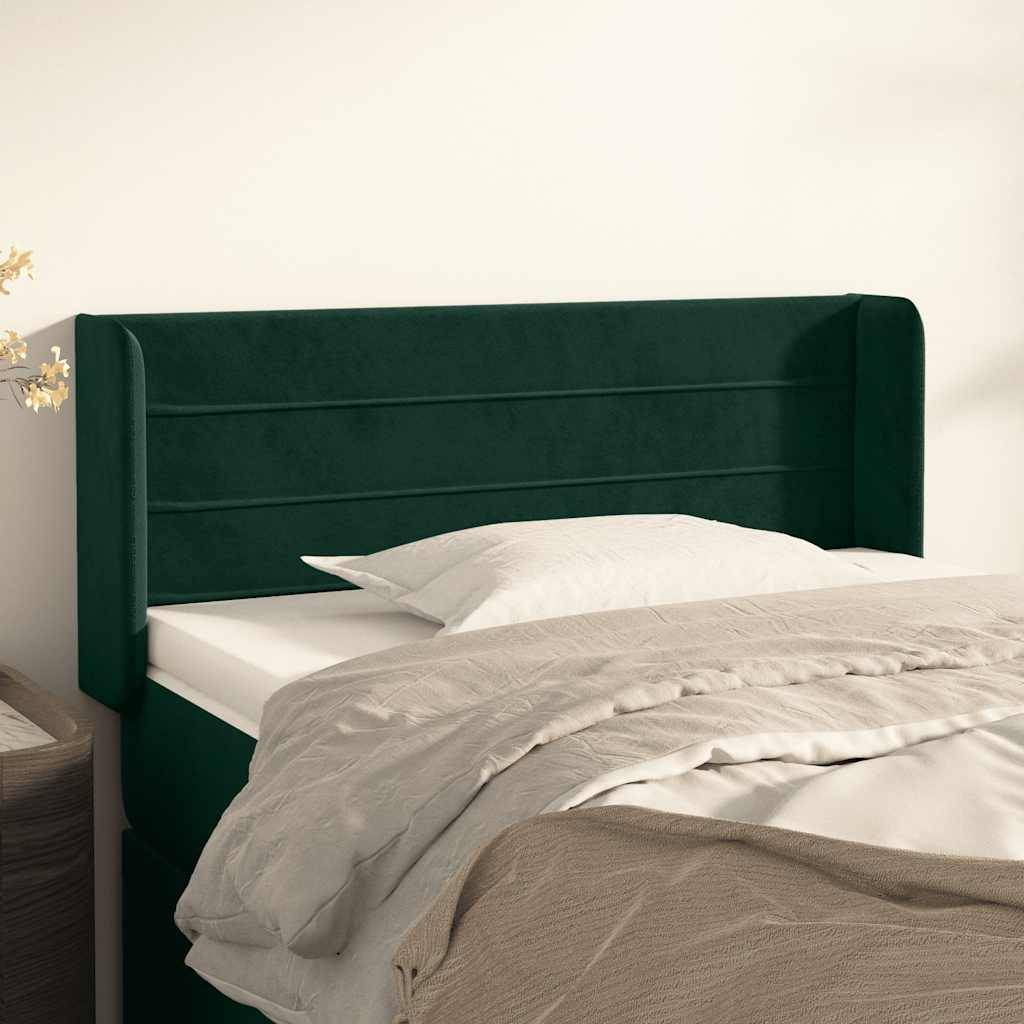 vidaXL Kopfteil mit Ohren Dunkelgrün 93x16x78/88 cm Samt