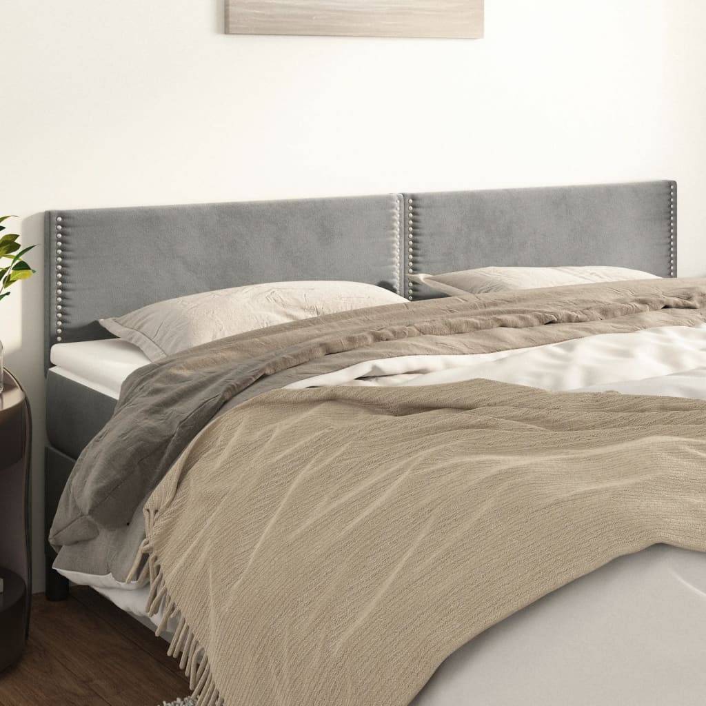 vidaXL Kopfteile 2 Stk. Hellgrau 100x5x78/88 cm Samt