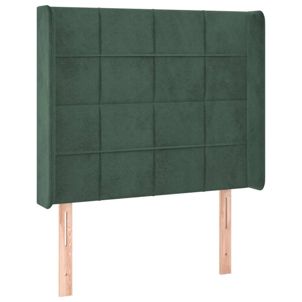 vidaXL Kopfteil mit Ohren Dunkelgrün 93x16x118/128 cm Samt