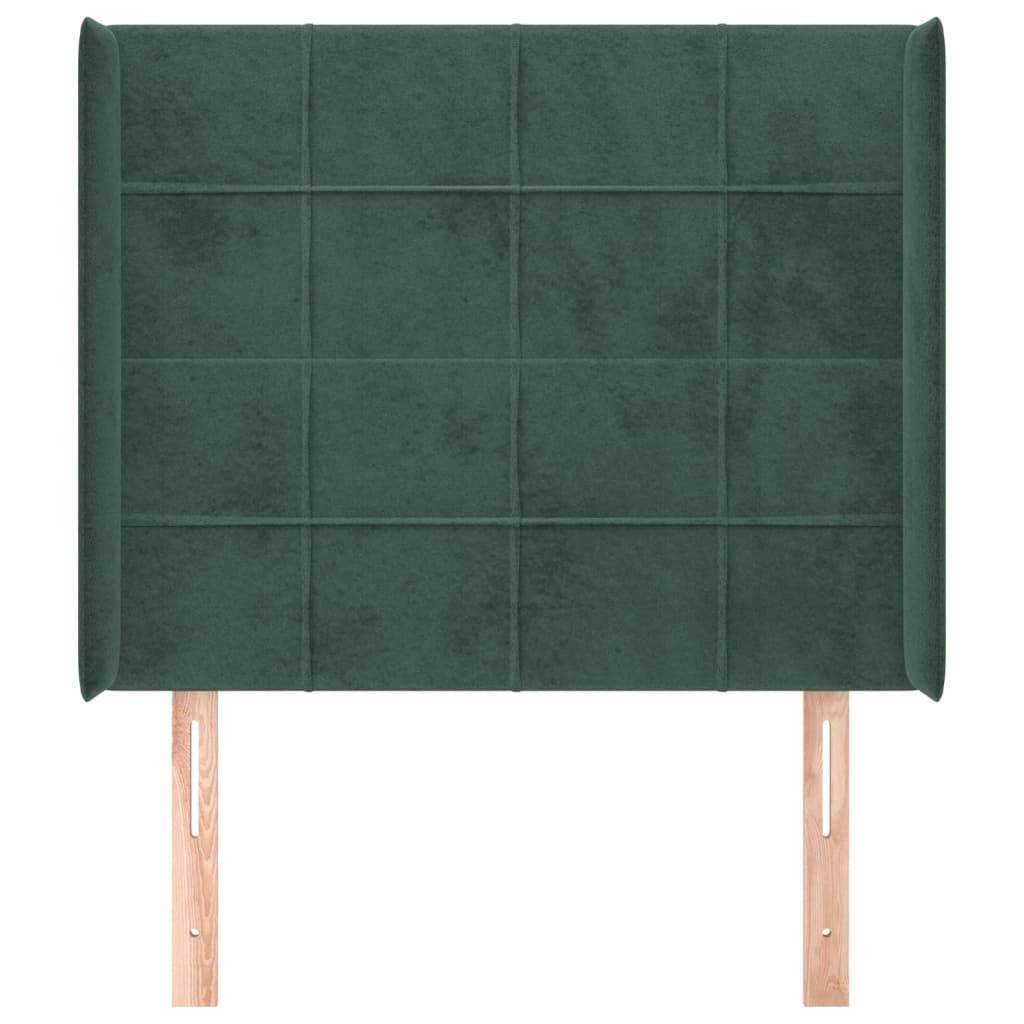 vidaXL Kopfteil mit Ohren Dunkelgrün 93x16x118/128 cm Samt