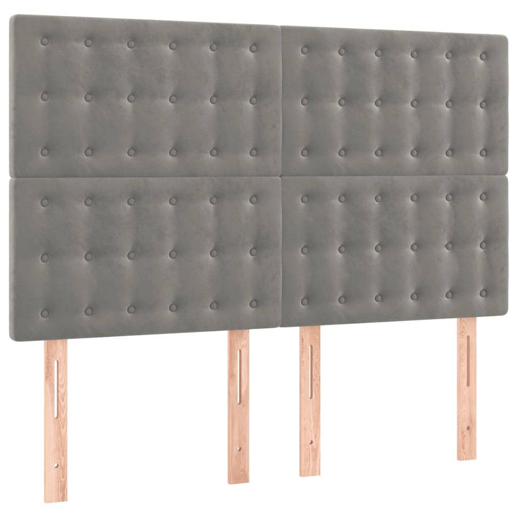 vidaXL LED Kopfteil Hellgrau 144x5x118/128 cm Samt