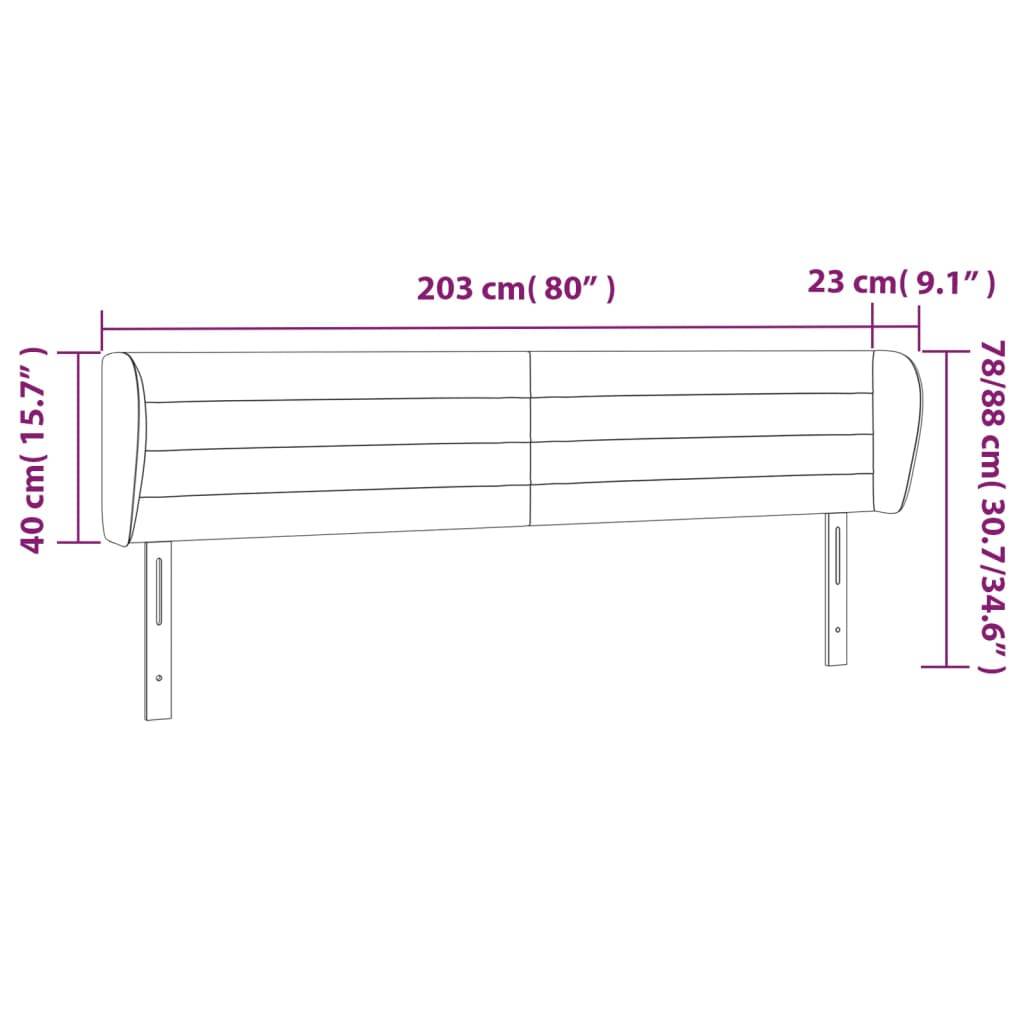 vidaXL Kopfteil mit Ohren Dunkelgrau 203x23x78/88 cm Samt