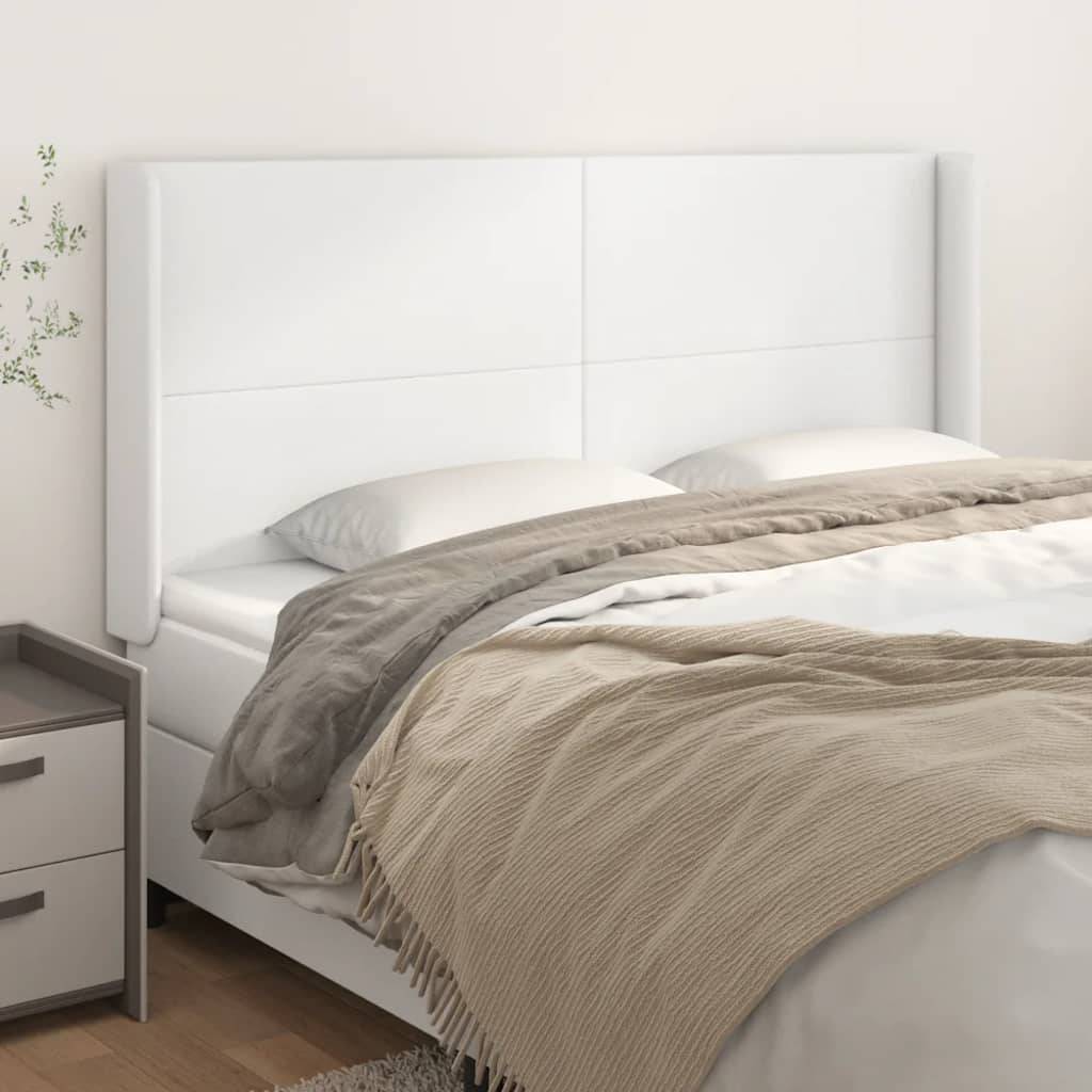 vidaXL Kopfteil mit Ohren Weiß 183x16x118/128 cm Kunstleder