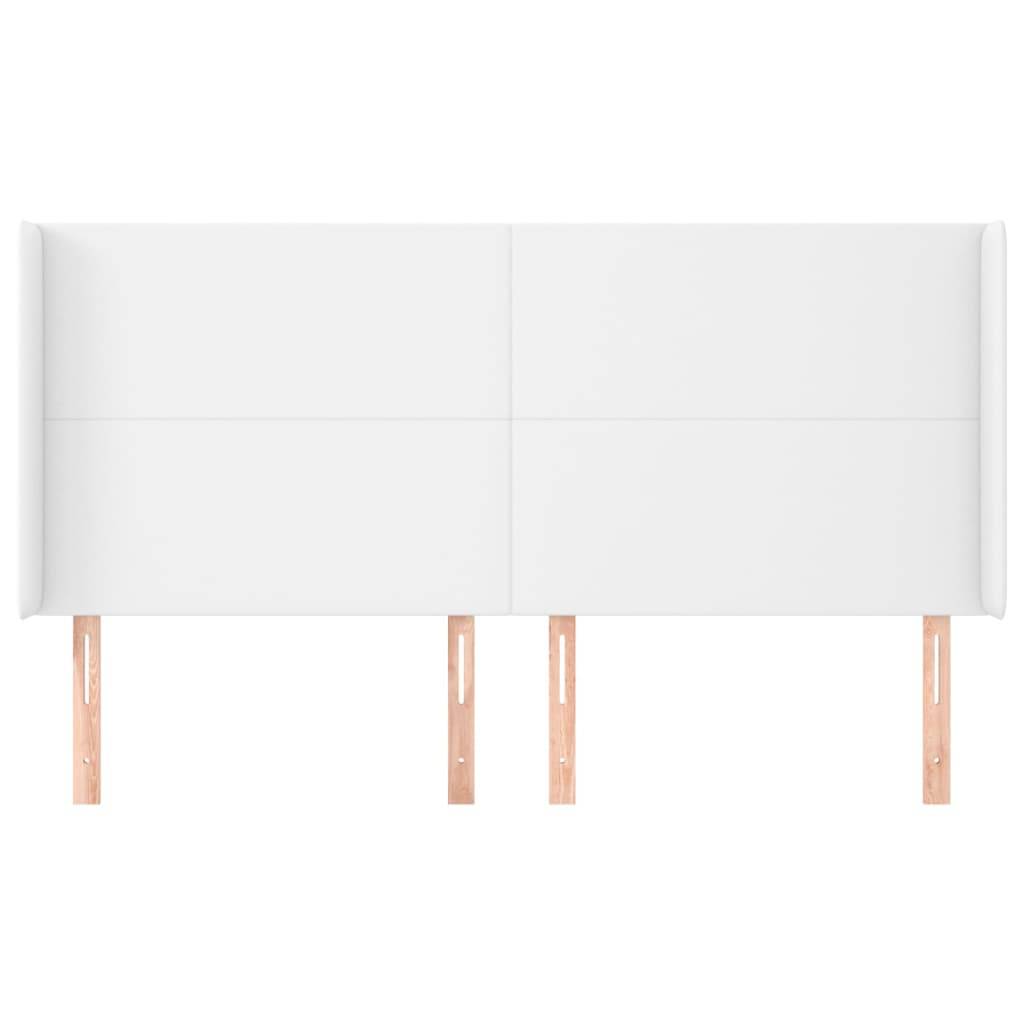 vidaXL Kopfteil mit Ohren Weiß 183x16x118/128 cm Kunstleder